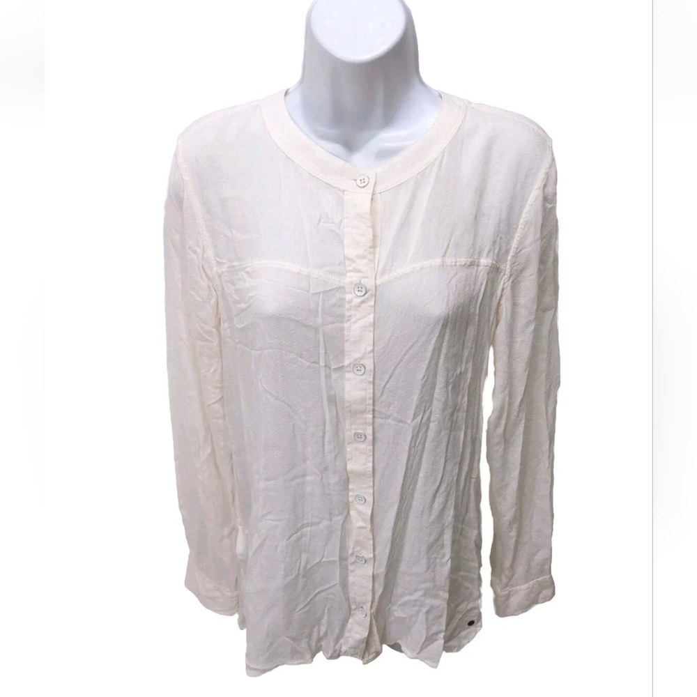 NWT Eddie Bauer Button Up Shirt S Long Sleeve Beige #4500